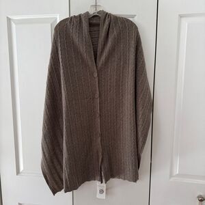 Soft Surroundings Cable Knit Poncho Wrap Sweater Lambswool Cashmere Blend NWT